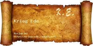 Krieg Ede névjegykártya